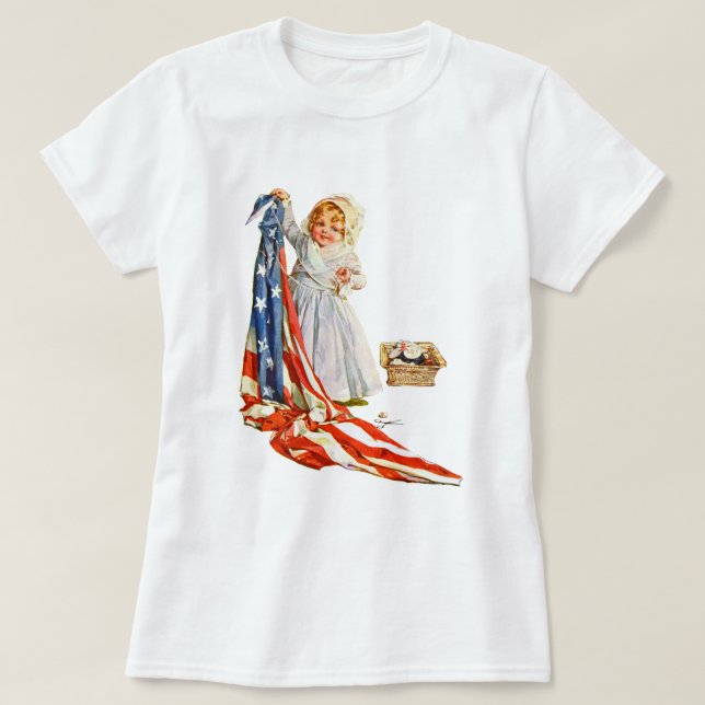 Little Betsy Ross and the America Flag T-Shirt (Design Front)