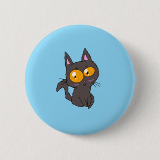 Little Big Eyed Black Cat Button
