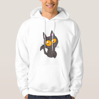 Little Big Eyed Black Cat Hoodie