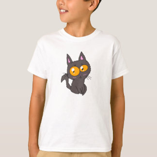 Little Big Eyed Black Cat Kid Shirt