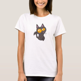 Little Big Eyed Black Cat Women Shirt