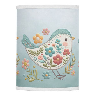 Little Bird Blue Pink Flowers Lamp Shade
