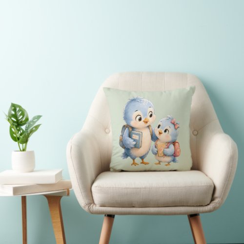 Little Bird Brother Sister Throw Cushion