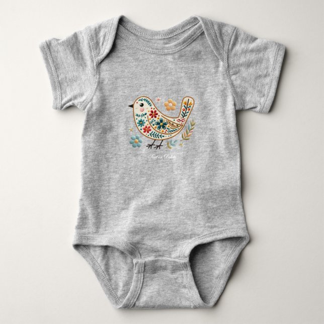 Little Bird Colorful Floral Baby Bodysuit (Front)