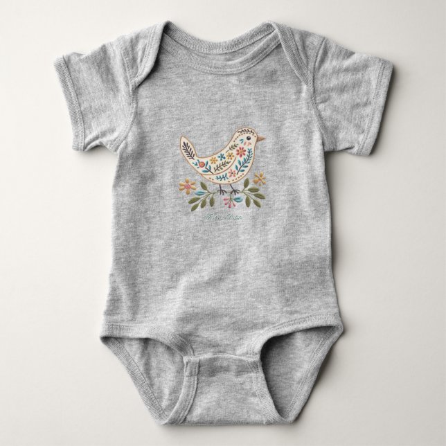 Little Bird Colorful Floral Baby Bodysuit (Front)