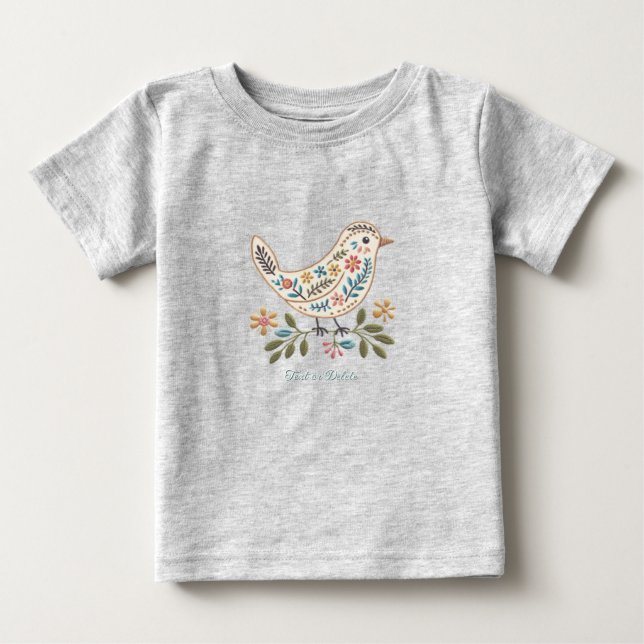 Little Bird Colorful Floral Baby T-Shirt (Front)