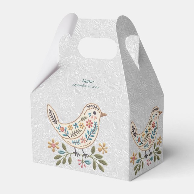Little Bird Colorful Floral Favor Box (Front Side)