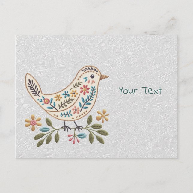 Little Bird Colorful Floral Postcard (Front)