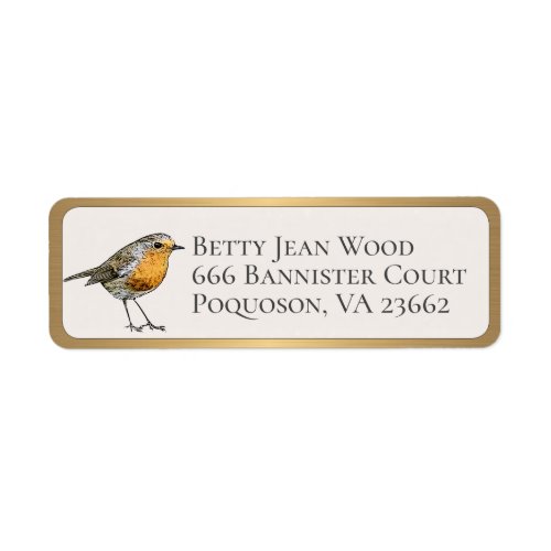 Little Bird Custom Return Address GOLD Border Label