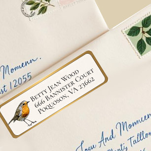 Little Bird Custom Return Address GOLD Border Label