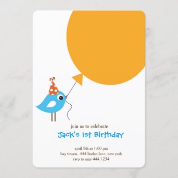 Little Bird First Birthday Invitation by ThreeFoursDesign at Zazzle