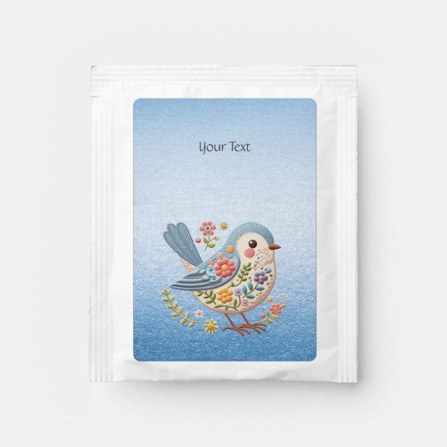 Little Bird Floral Blue Tea Bag Drink Mix (Front)