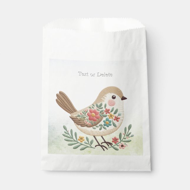 Little Bird Floral Gold Favor Bags (Front)