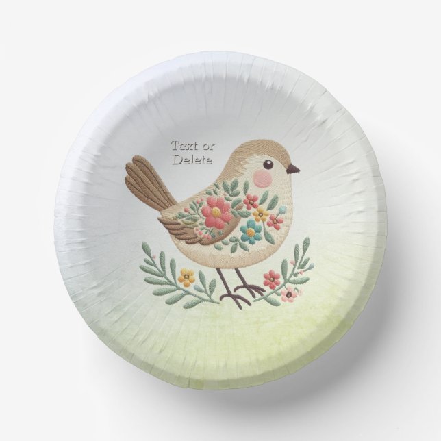 Little Bird Floral Gold Paper Bowl (Front)