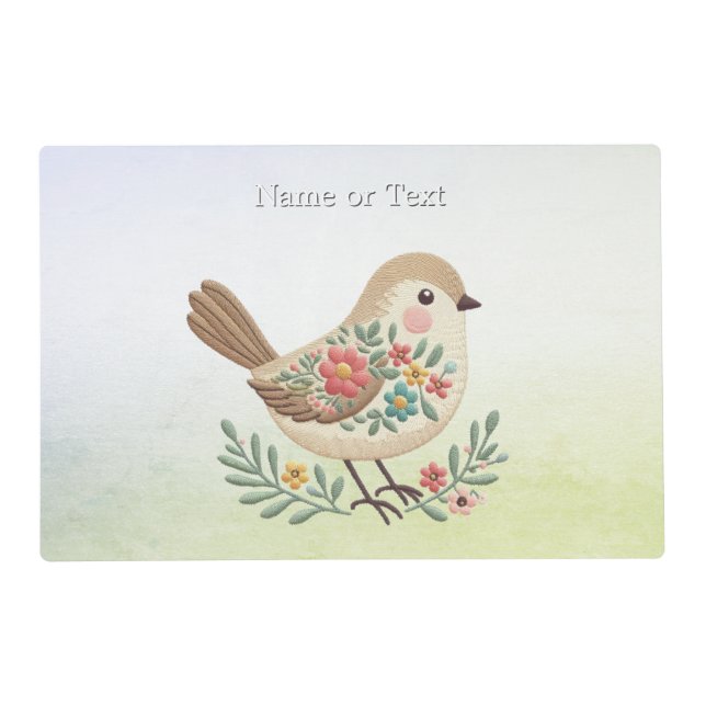 Little Bird Floral Gold Placemat (Front)
