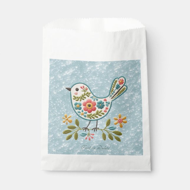 Little Bird Floral Green Leaves Favor Bags (Front)