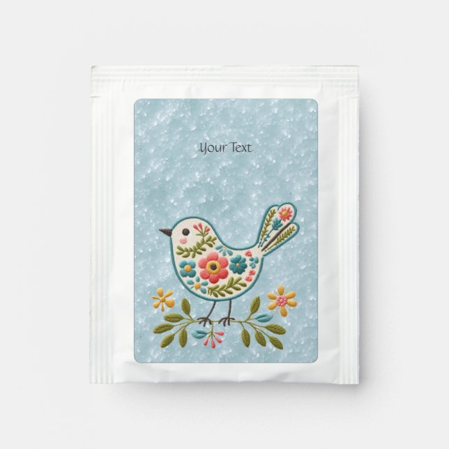 Little Bird Floral Green Leaves Tea Bag Drink Mix (Front)
