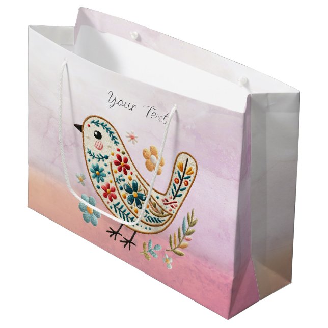 Little Bird Floral Pink Gift Bag (Front Angled)