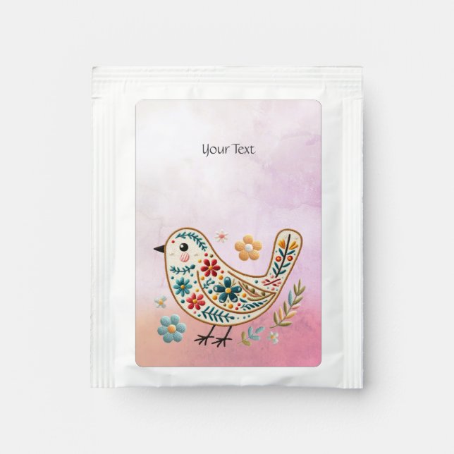 Little Bird Floral Pink Tea Bag Drink Mix (Front)