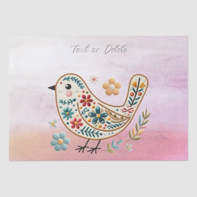 Little Bird Floral Pink Tissue Paper (Front)