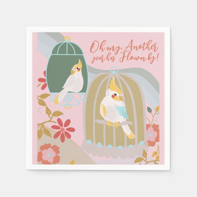 Little Bird Girl Birthday Napkins (Front)