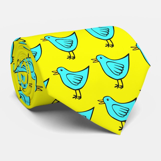 Little Bird - Ice Blue with Yellow Neck Tie (Rolled)