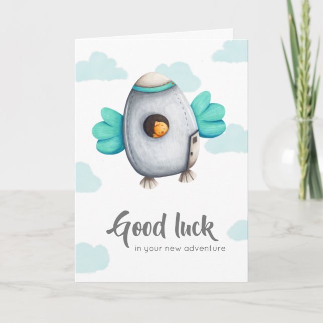 Little Bird in a Spaceship New Adventure Greeting Card (Front)