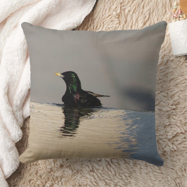 Little Bird on the Water Throw Pillow (Blanket)