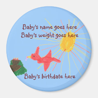 Little bird personalized birth announcement magnet