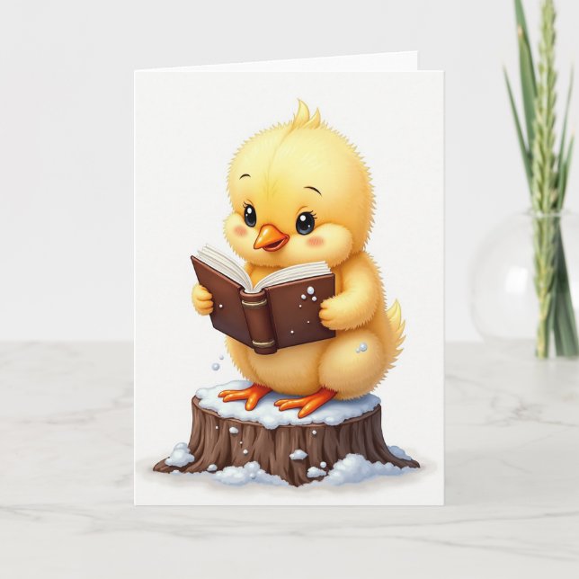 Little Bird Reading Book Card (Front)