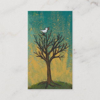 Little bird sings fun pretty original art painting business card