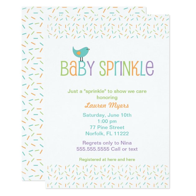 Little Bird Sprinkle Baby Shower Invite Neutral