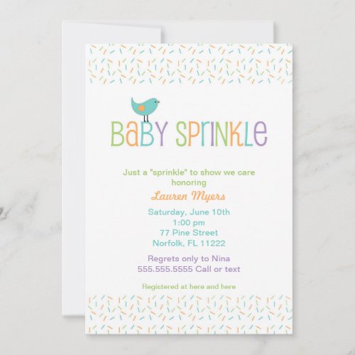 Little Bird Sprinkle Baby Shower Invite Neutral