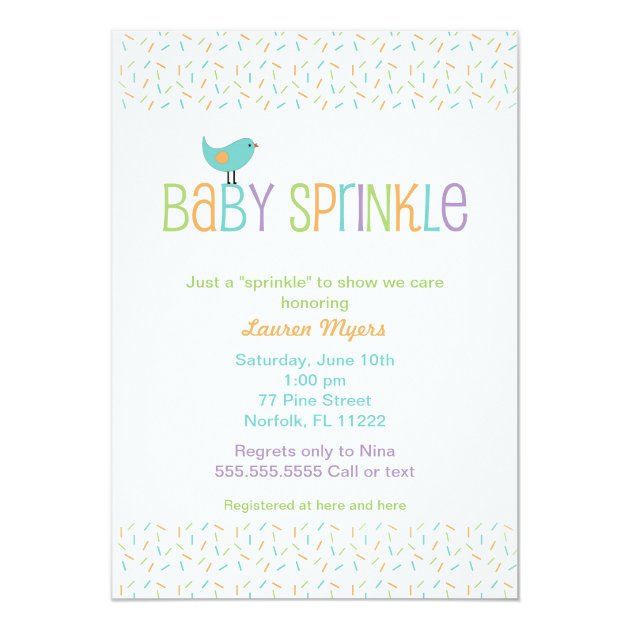 Little Bird Sprinkle Baby Shower Invite Neutral