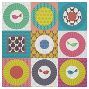 little bird squares fabric