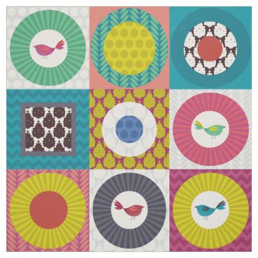 little bird squares fabric
