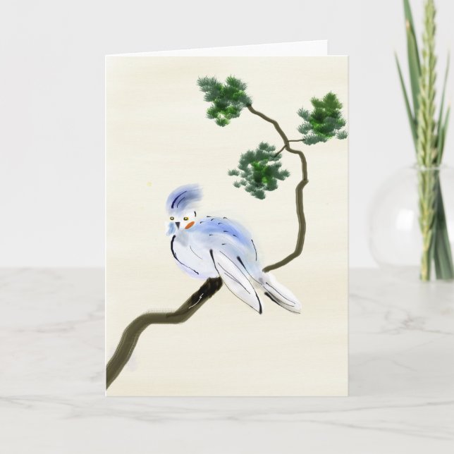 Little Bird Sumi-e Greeting Card (Front)