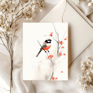 LITTLE BIRD WATERCOLOR PAINTING POSTCARD