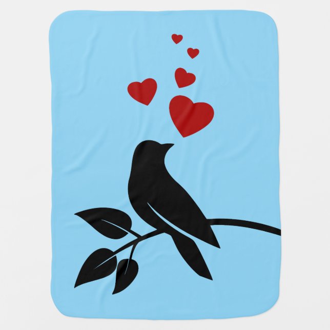 little bird with hearts baby blanket (Front)