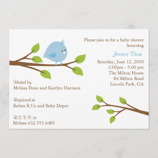 Little Birdie Baby Boy Shower Invitation