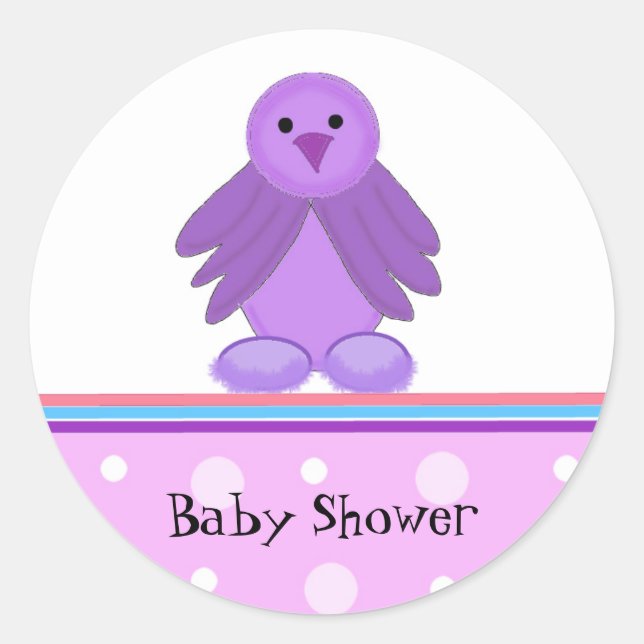 Little Birdie Baby Shower Classic Round Sticker (Front)