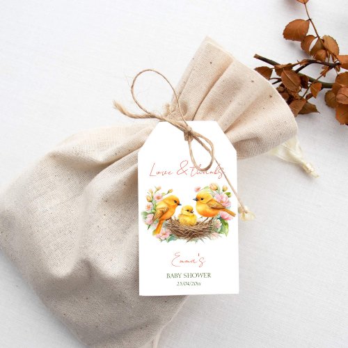 Little birdie hatching soon baby shower favor gift tags