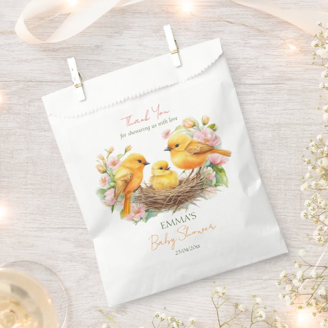 Little birdie hatching soon spring baby shower favor bag (Clipped)