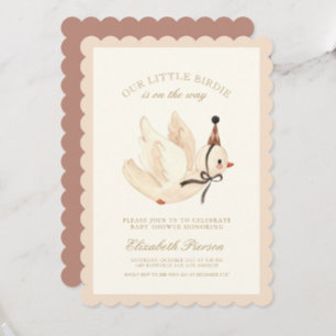 Little Birdie on the Way Vintage Baby Shower Invitation