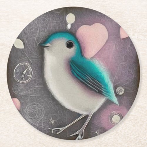 Little Birdie Round Paper Coaster