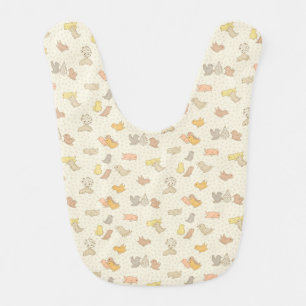 Little Birdies and feathers on beige - pattern.    Baby Bib