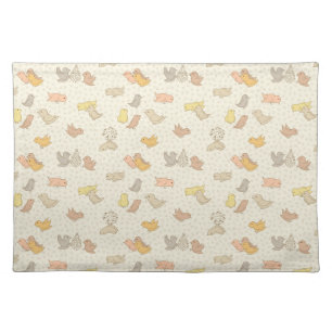 Little Birdies and feathers on beige - pattern.    Cloth Placemat
