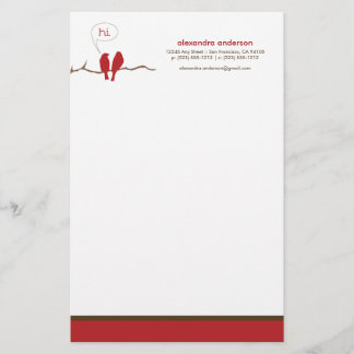 Little Birdies Custom Designer Stationery (red)