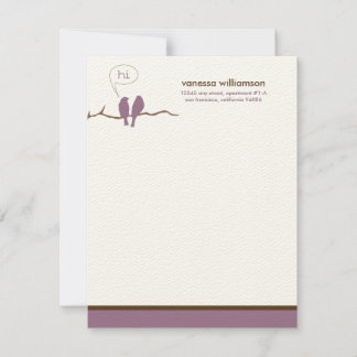 Little Birdies Custom Flat Note Cards (purple)