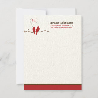 Little Birdies Custom Flat Note Cards (red)
